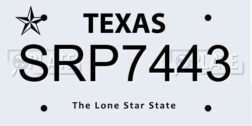 SRP7443 Texas License Plate