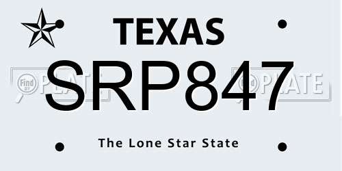 SRP847 Texas License Plate