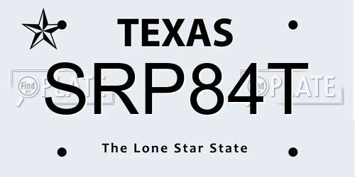 SRP84T Texas License Plate