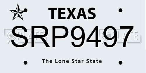 SRP9497 Texas License Plate