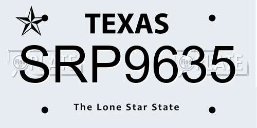 SRP9635 Texas License Plate