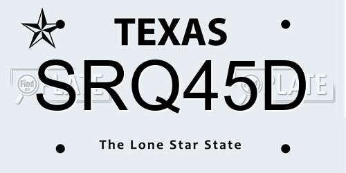 SRQ45D Texas License Plate