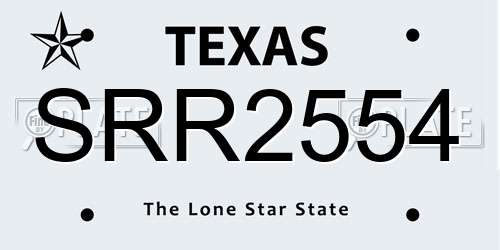 SRR2554 Texas License Plate