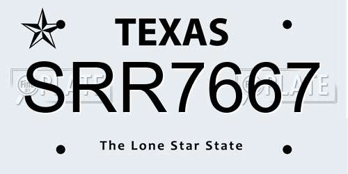 SRR7667 Texas License Plate