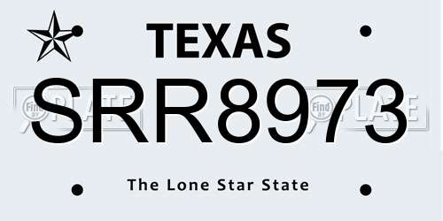 SRR8973 Texas License Plate