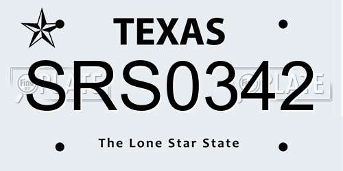 SRS0342 Texas License Plate