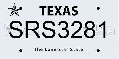 SRS3281 Texas License Plate