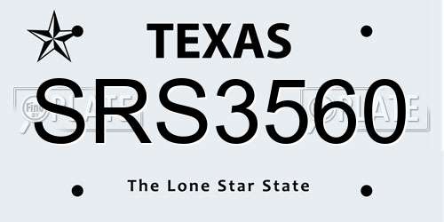 SRS3560 Texas License Plate