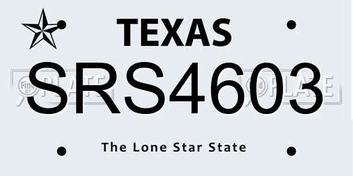 SRS4603 Texas License Plate