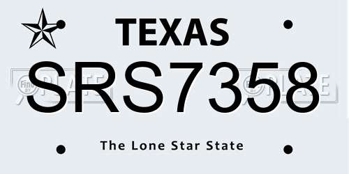 SRS7358 Texas License Plate