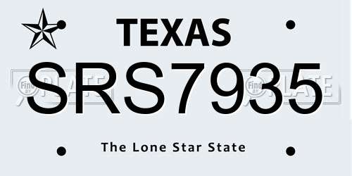 SRS7935 Texas License Plate