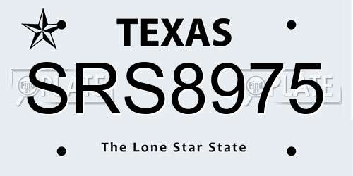 SRS8975 Texas License Plate