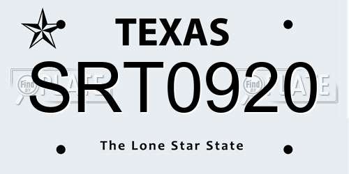 SRT0920 Texas License Plate