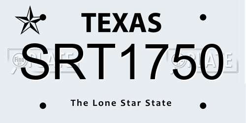 SRT1750 Texas License Plate