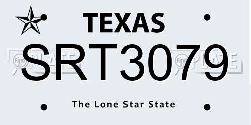 SRT3079 Texas License Plate