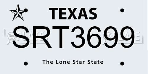 SRT3699 Texas License Plate