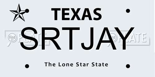 SRTJAY Texas License Plate