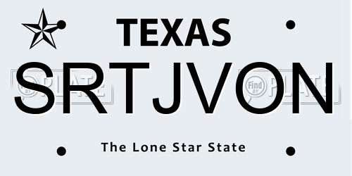 SRTJVON Texas License Plate