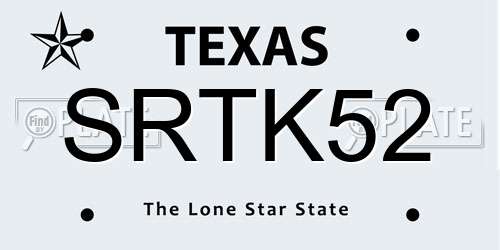 SRTK52 Texas License Plate
