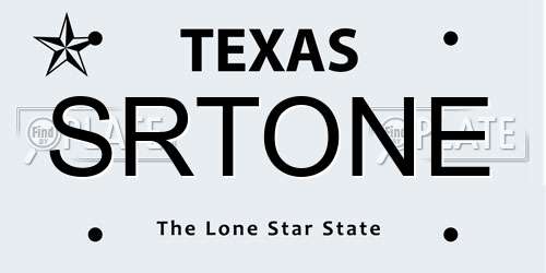 SRTONE Texas License Plate
