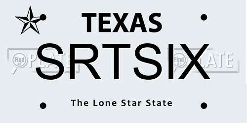 SRTSIX Texas License Plate