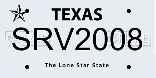 SRV2008 Texas License Plate