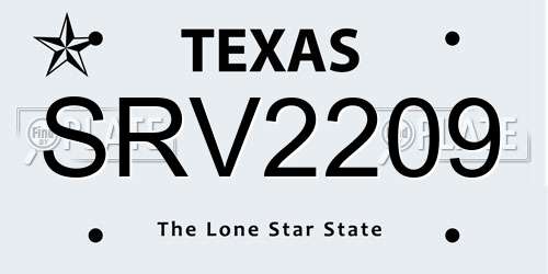 SRV2209 Texas License Plate
