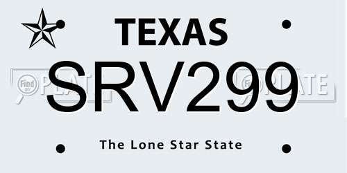 SRV299 Texas License Plate
