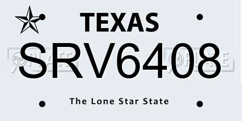 SRV6408 Texas License Plate