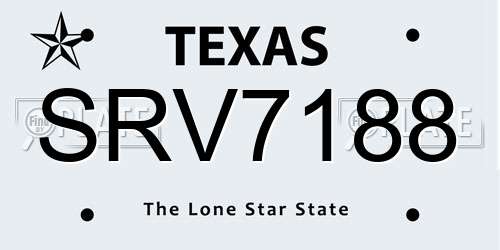 SRV7188 Texas License Plate
