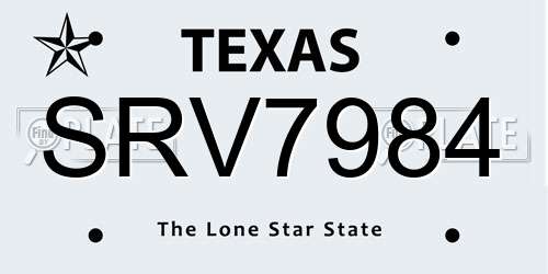 SRV7984 Texas License Plate