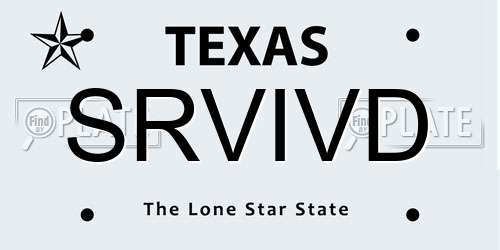 SRVIVD Texas License Plate