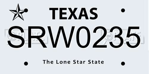 SRW0235 Texas License Plate