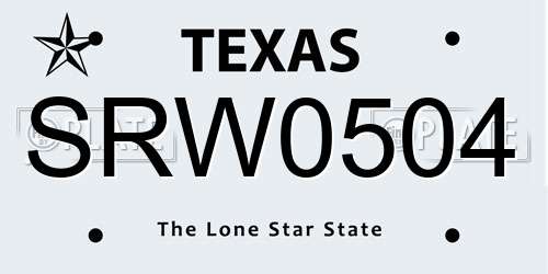 SRW0504 Texas License Plate