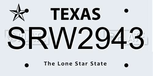 SRW2943 Texas License Plate