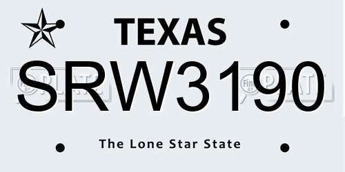 SRW3190 Texas License Plate