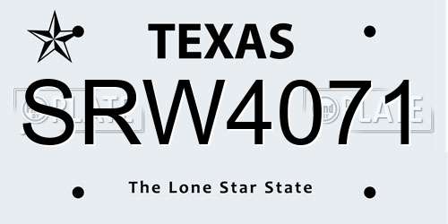 SRW4071 Texas License Plate