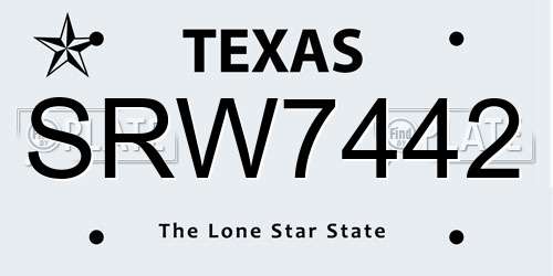 SRW7442 Texas License Plate