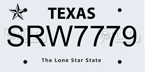 SRW7779 Texas License Plate