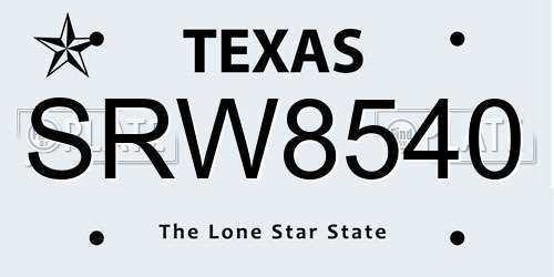 SRW8540 Texas License Plate