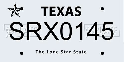 SRX0145 Texas License Plate