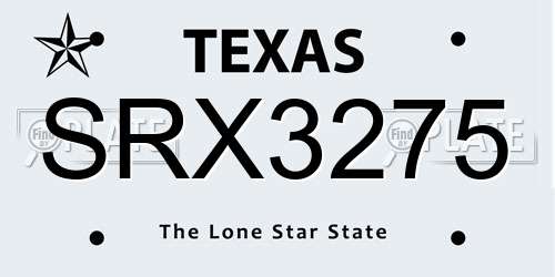 SRX3275 Texas License Plate