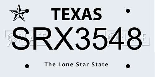 SRX3548 Texas License Plate