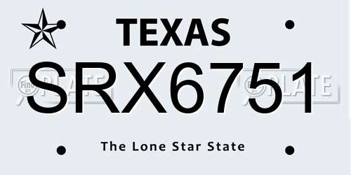 SRX6751 Texas License Plate