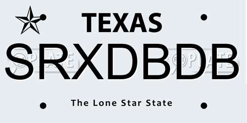 SRXDBDB Texas License Plate