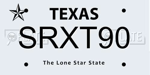SRXT90 Texas License Plate