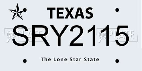 SRY2115 Texas License Plate