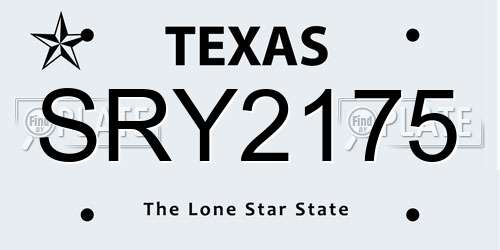 SRY2175 Texas License Plate
