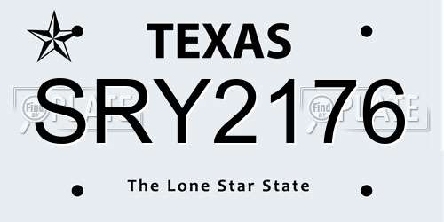SRY2176 Texas License Plate