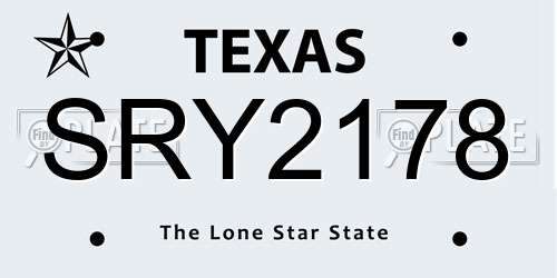 SRY2178 Texas License Plate